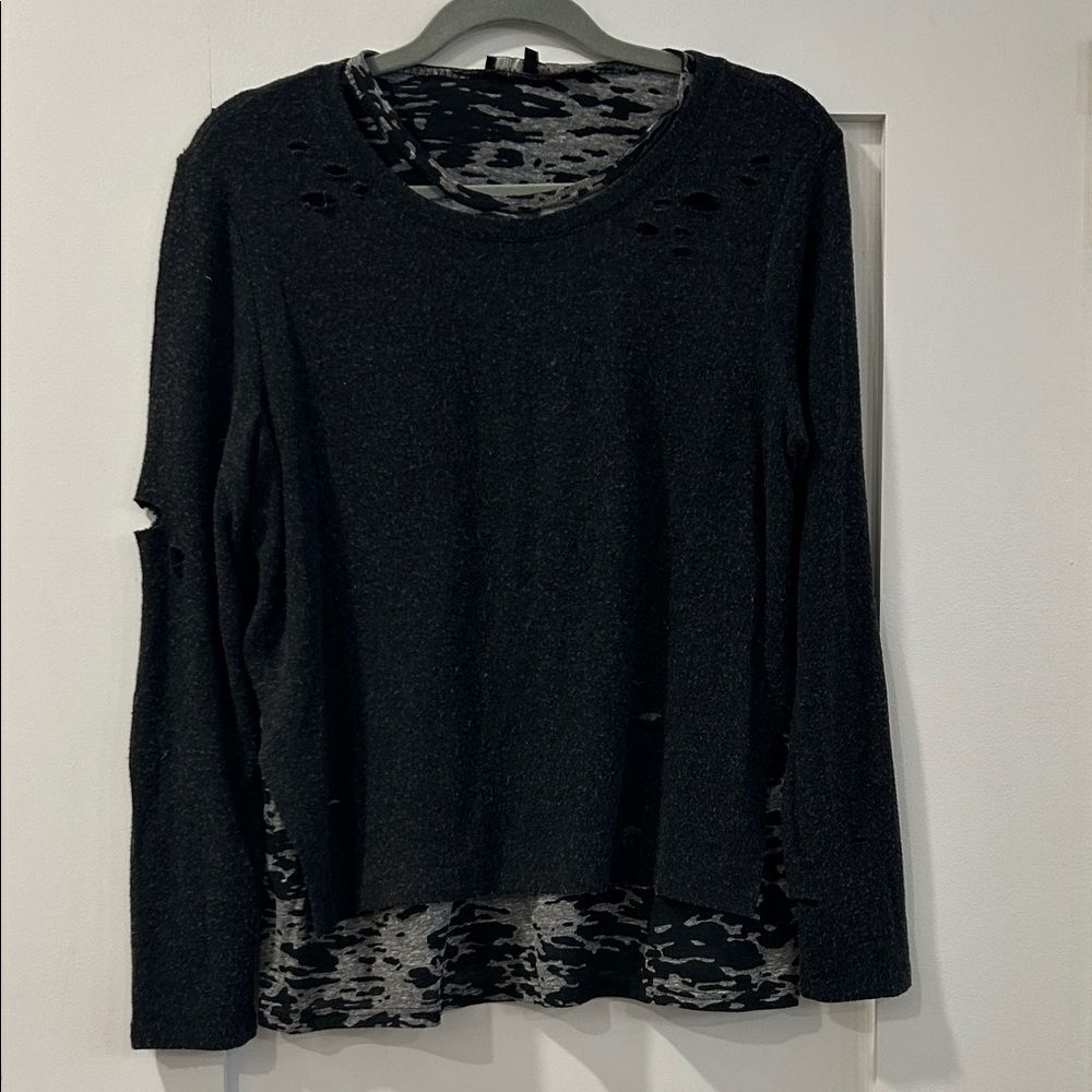 Generation Love Black Distressed Women's Top, Size Small